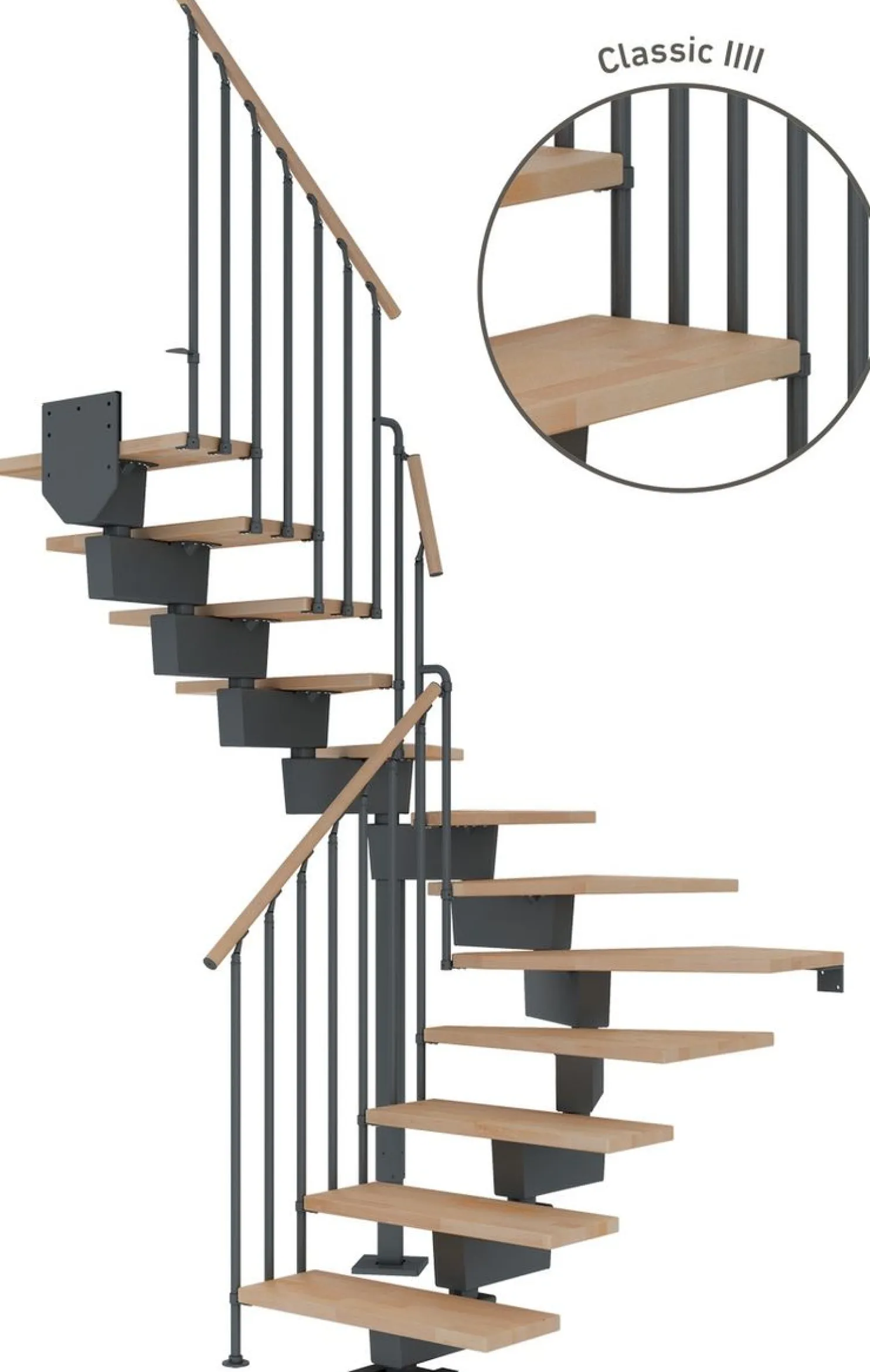 Portaat Dolle Dubai, U-malli, Classic IV -kaide, öljytty pyökki, eri värejä ja kokoja
