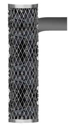 Puukiukaan Plus-kivikori 100 cm + suora poistoputki 55 cm ja 90-asteen poistoputki IKI Kiuas