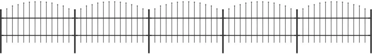 Puutarha-aita keihäskärjillä teräs (0.75-1)x8.5m musta