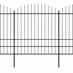 Puutarha-aita keihäskärjillä teräs (1.75-2)x8.5m musta
