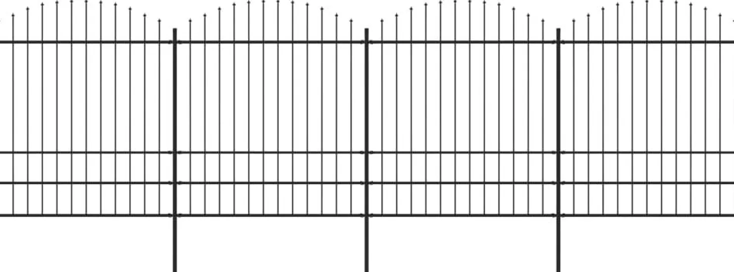 Puutarha-aita keihäskärjillä teräs (1.75-2)x6.8m musta