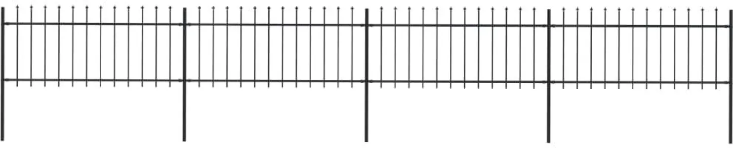 Puutarha-aita keihäskärjillä 6.8x0.8m teräs musta