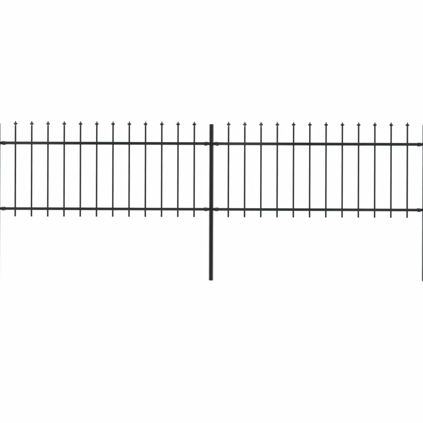 Puutarha-aita keihäskärjillä 3.4x0.8m teräs musta