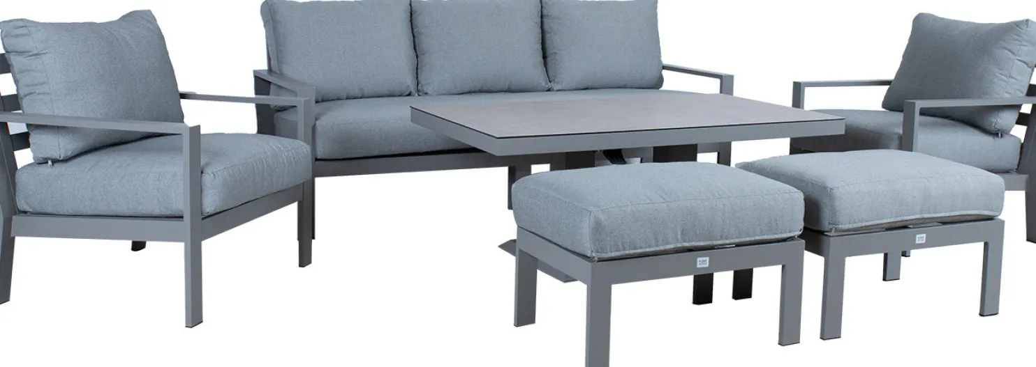 Puutarhakalustesetti Home4You RIO 6-osainen, harmahtava, beige