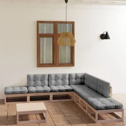 Puutarhasohvasarja, istuinpehmusteilla, mänty, 8-osainen, eri värivaihtoehtoja