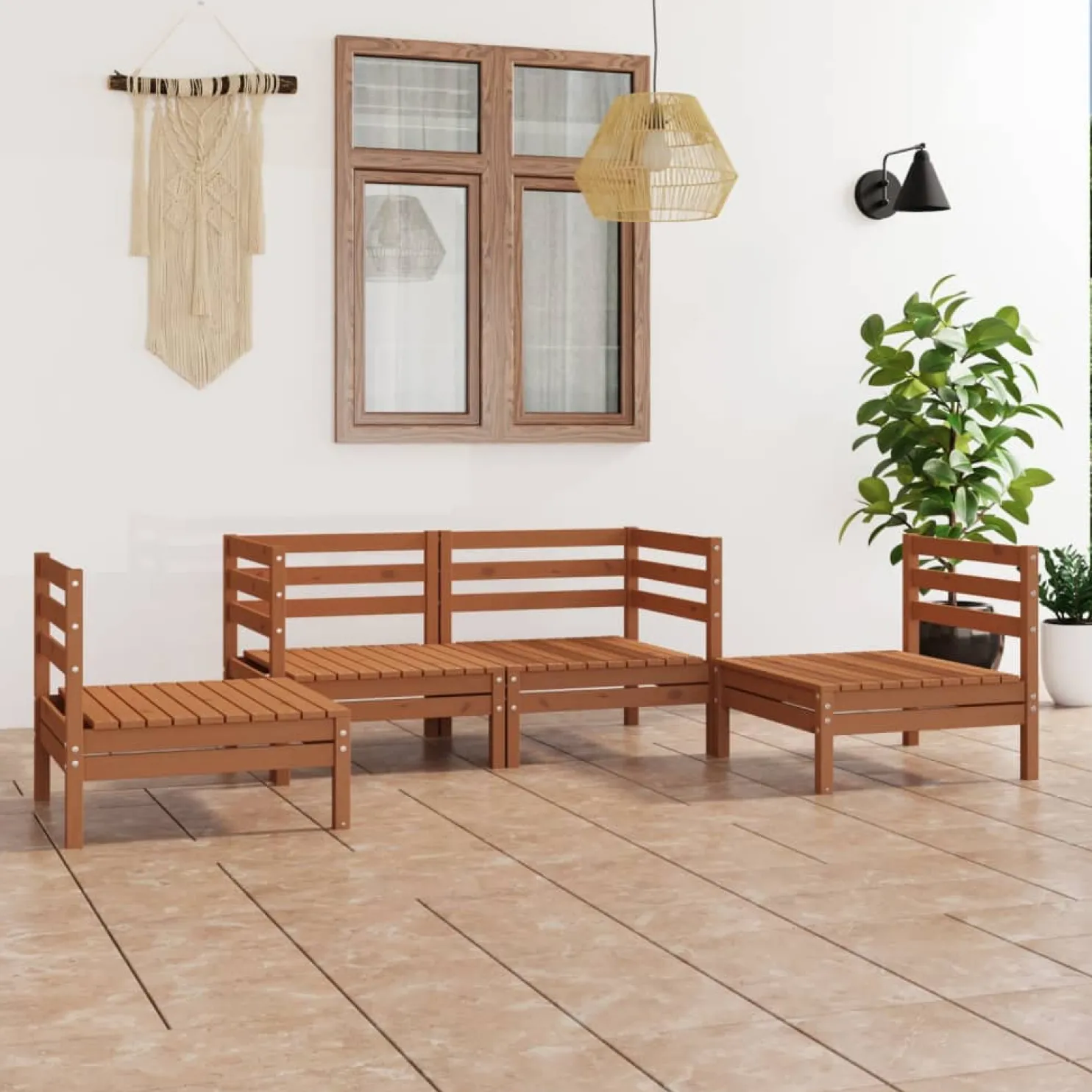 Puutarhasohvasarja, mänty, 4-osainen, eri värivaihtoehtoja