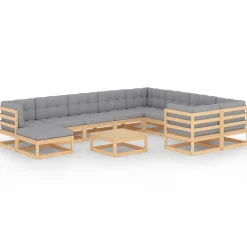 Puutarhasohvasarja, pehmusteilla, mäntypuu, 11-osainen, eri värejä