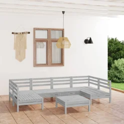 Puutarhasohvasarja, pöydällä, mäntyä, 7-osainen, eri värejä