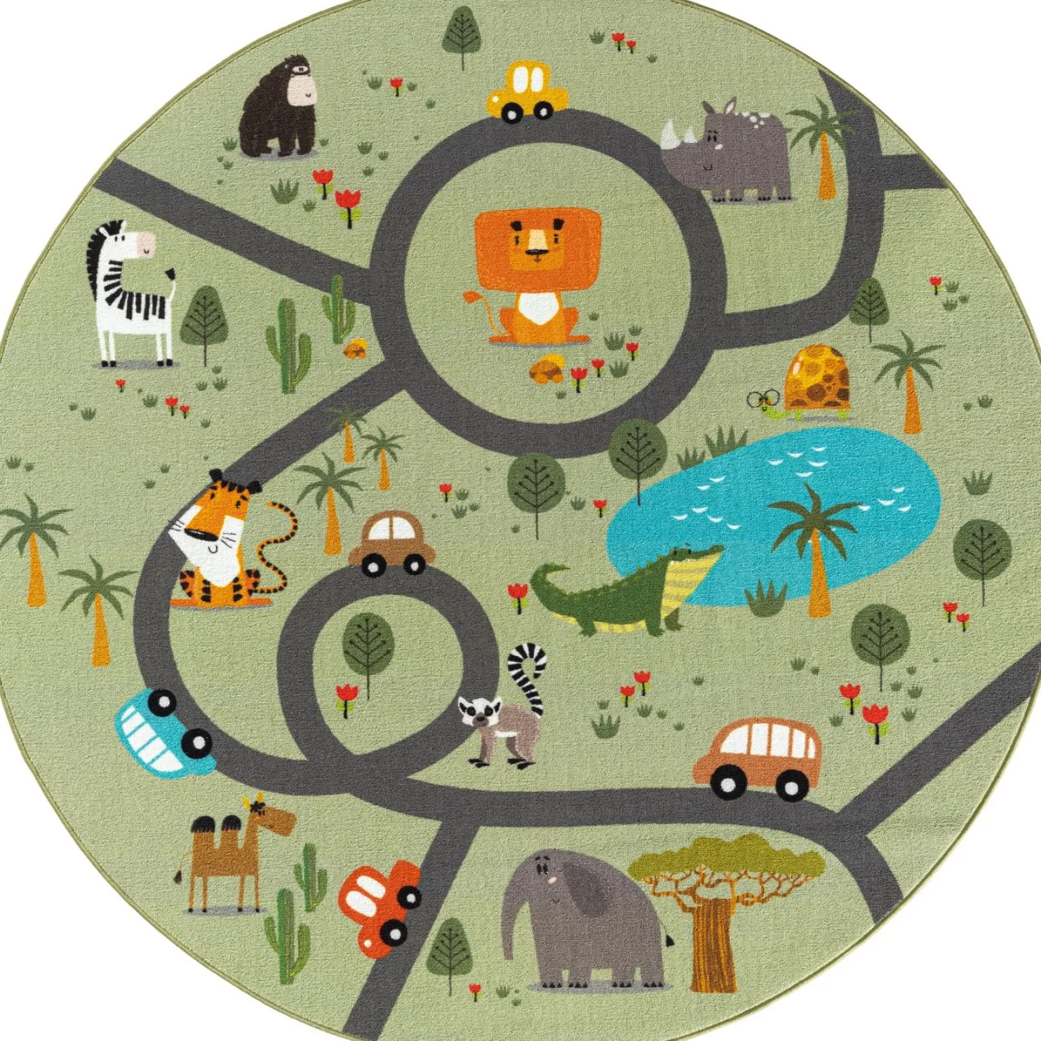 Pyöreä matto Benina Play Animals Ø120cm, eri värejä