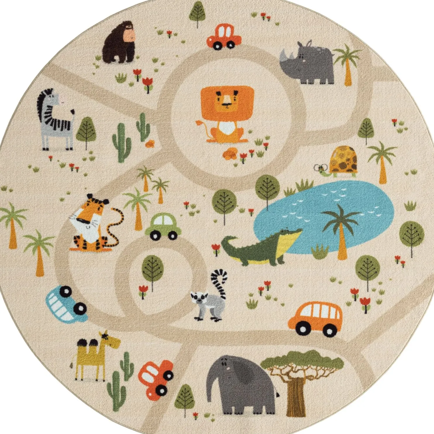 Pyöreä matto Benina Play Animals Ø120cm, eri värejä