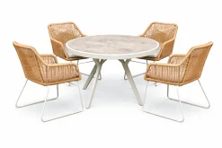 Pyöreä ruokailuryhmä Baltic Garden Palermo pöytä, Ø 130 cm, 4 kpl Seville-nojatuolia