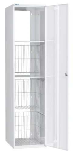 Pyykkikaappi Polaria 400x1700x530 mm oikeakätinen sylinterilukko 3 koria + 2 hyllyä