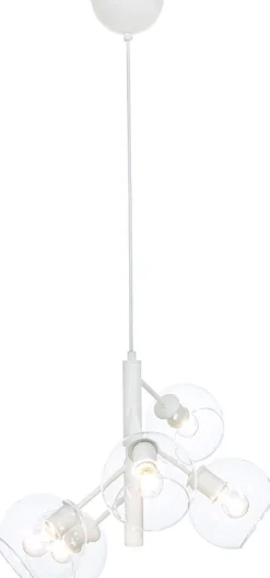 Riippuvalaisin Aneta Lighting Atom, 5-osainen, valkoinen