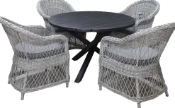 Ruokailuryhmä Baltic Garden, Ø112cm Scottsdale-pöytä + 4 Rosie-tuolia