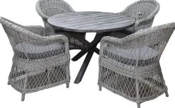 Ruokailuryhmä Baltic Garden, Ø112cm Scottsdale-pöytä + 4 Rosie-tuolia