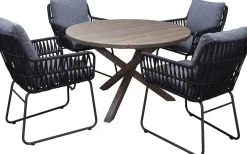 Ruokailuryhmä Baltic Garden, Ø112cm Scottsdale-pöytä + 4 Maggie-tuolia