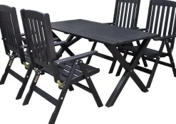Ruokailuryhmä Baltic Garden Scottsdale 150cm pöytä + 4 tuolia musta