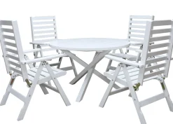 Ruokailuryhmä Baltic Garden Scottsdale Ø112cm pöytä + 4 Bastad tuolia valkoinen