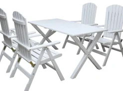Ruokailuryhmä Baltic Garden Scottsdale 150cm pöytä + 4 Kungshamn tuolia valkoinen