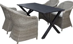 Ruokailuryhmä Baltic Garden, 150x77cm Scottsdale-pöytä + 4 Daisy-tuolia