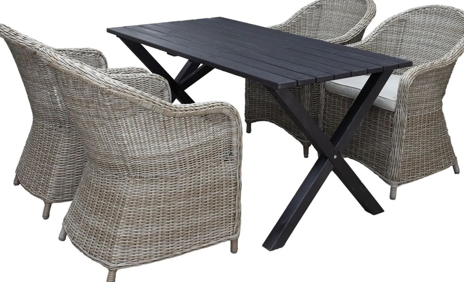 Ruokailuryhmä Baltic Garden, 150x77cm Scottsdale-pöytä + 4 Daisy-tuolia