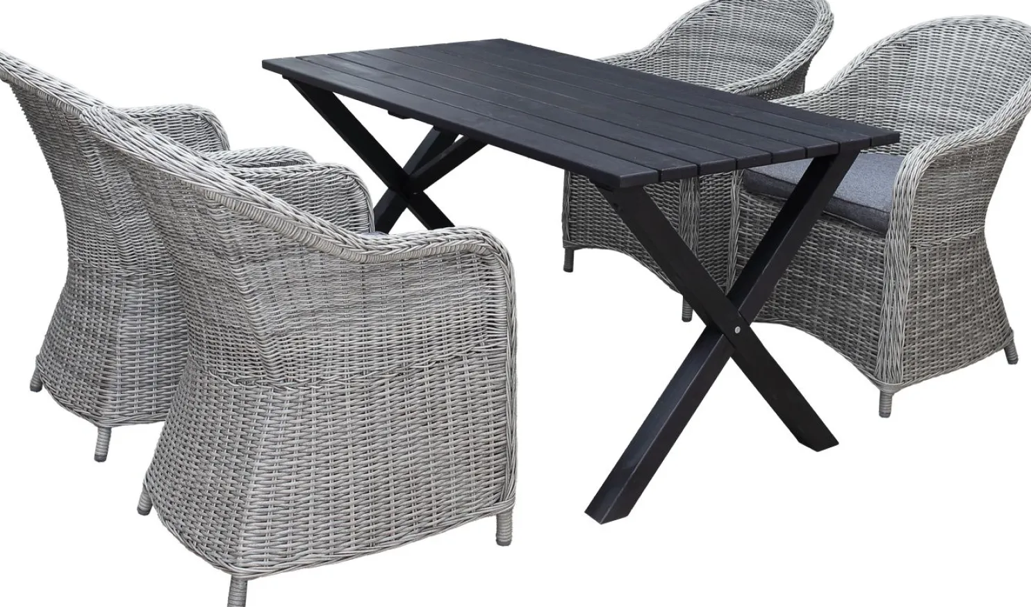 Ruokailuryhmä Baltic Garden, 150x77cm Scottsdale-pöytä + 4 Daisy-tuolia