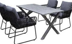 Ruokailuryhmä Baltic Garden, 150x77cm Scottsdale-pöytä + 4 Maggie-tuolia