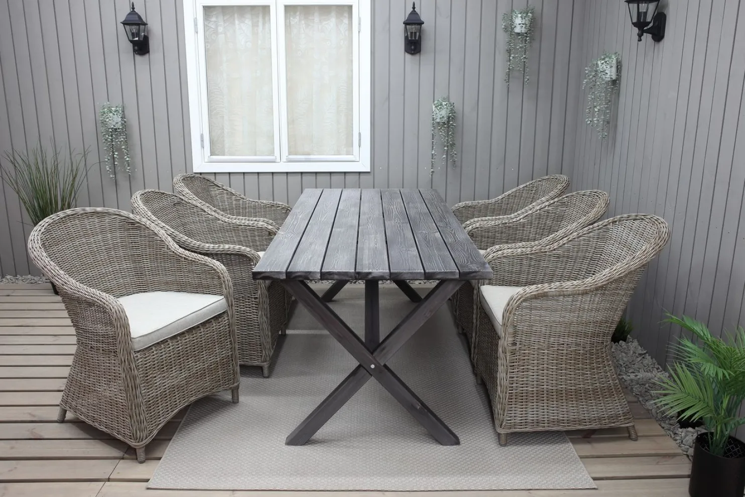 Ruokailuryhmä Baltic Garden, 190x86cm Scottsdale-pöytä + 6 Daisy-tuolia
