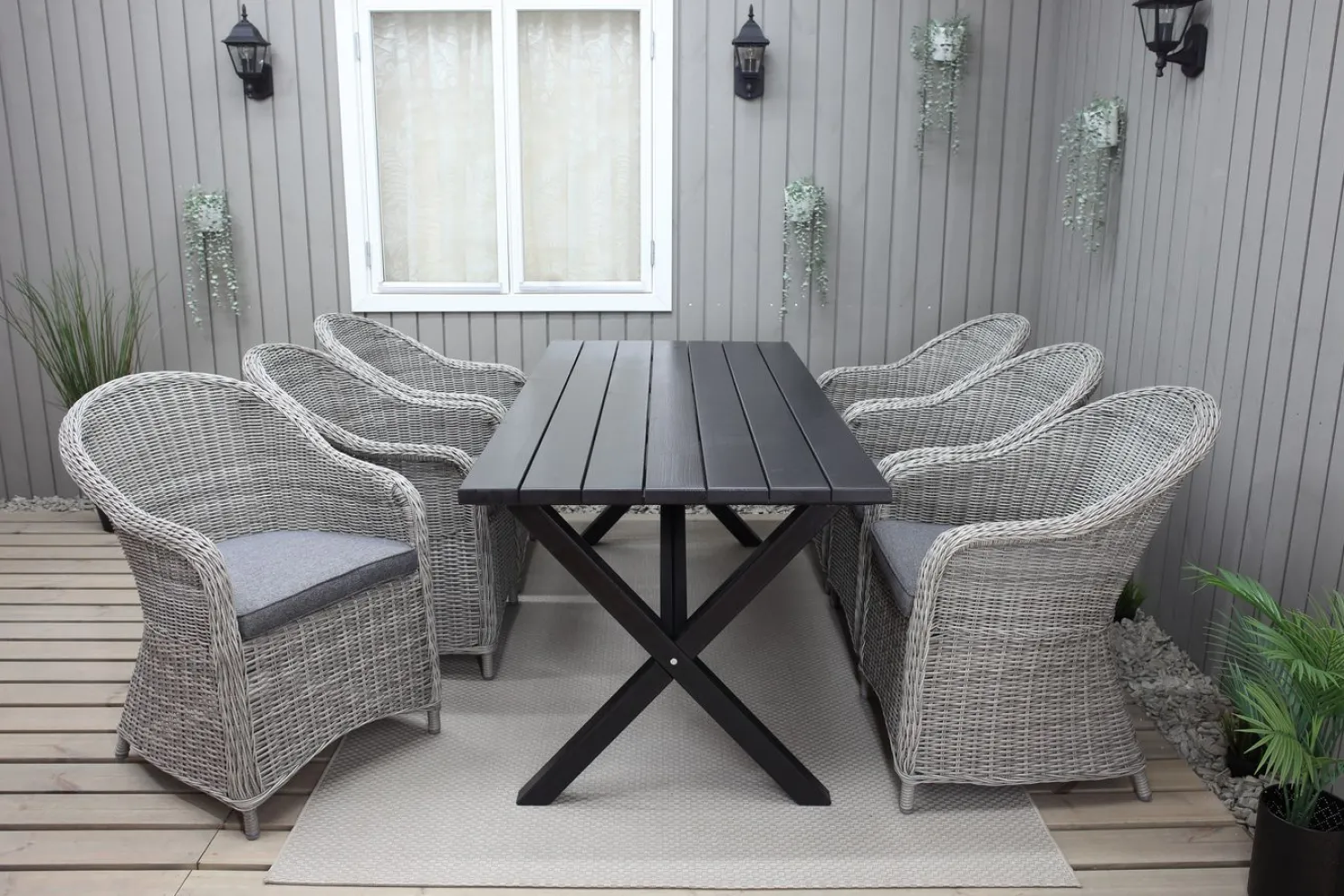 Ruokailuryhmä Baltic Garden, 190x86cm Scottsdale-pöytä + 6 Daisy-tuolia
