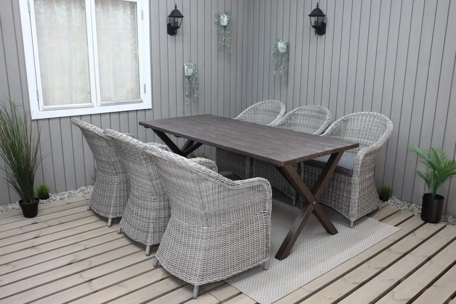 Ruokailuryhmä Baltic Garden, 190x86cm Scottsdale-pöytä + 6 Daisy-tuolia