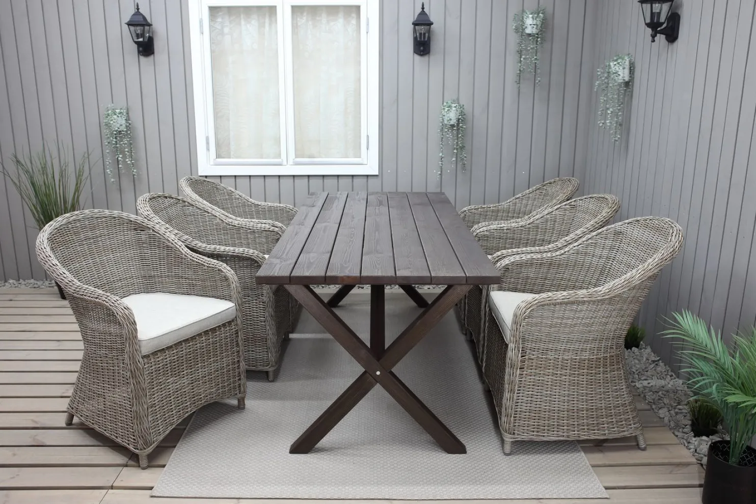 Ruokailuryhmä Baltic Garden, 190x86cm Scottsdale-pöytä + 6 Daisy-tuolia