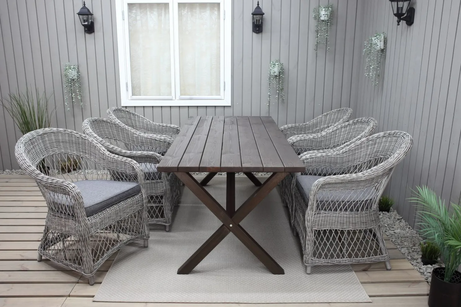 Ruokailuryhmä Baltic Garden, 190x86cm Scottsdale-pöytä + 6 Rosie-tuolia