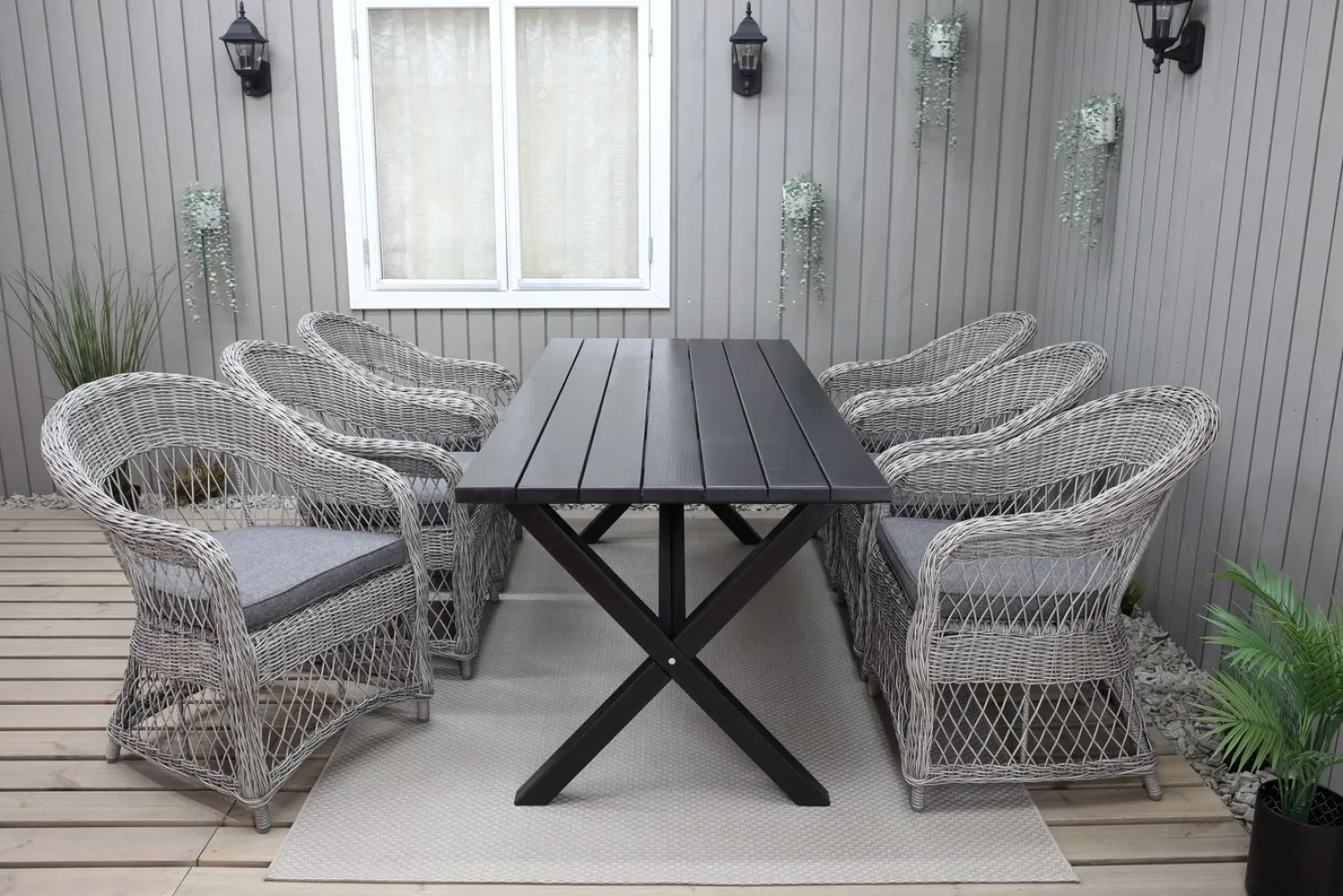 Ruokailuryhmä Baltic Garden, 190x86cm Scottsdale-pöytä + 6 Rosie-tuolia