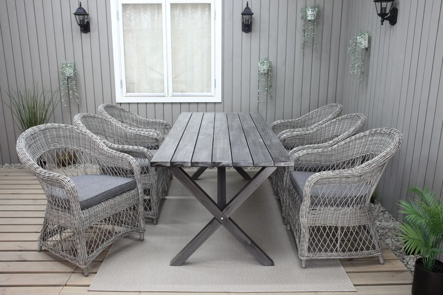 Ruokailuryhmä Baltic Garden, 190x86cm Scottsdale-pöytä + 6 Rosie-tuolia