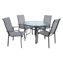 Ruokailuryhmä Home4You Everetø102cm + 4 tuolia, harmaa