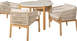 Ruokailuryhmä House Nordic Terracina, ø120cm pöytä + 4 tuolia, beige