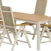 Ruokailuryhmä ulos Venture Home, beige Break-pöytä 205x90cm + 6 beigeä Panama-tuolia
