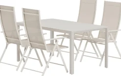 Ruokailuryhmä ulos Venture Home, beige Giardini-pöytä 150x90cm + 4 beigeä Levanzo-tuolia