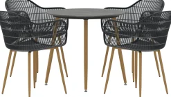Ruokailuryhmä Venture Home Anafi, ø80cm , 4-istuttava, musta/ruskea
