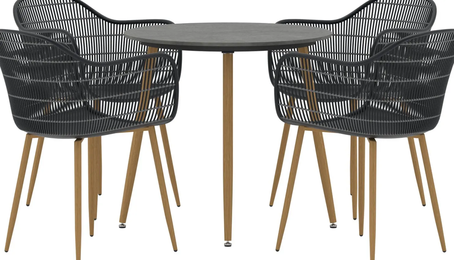 Ruokailuryhmä Venture Home Anafi, ø80cm , 4-istuttava, musta/ruskea