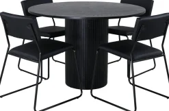 Ruokailuryhmä Venture Home, ⌀110cm musta Bianca-pöytä + 4 mustaa Kenth-tuolia