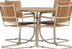 Ruokailuryhmä Venture Home Holmsund, ø110cm-ruokapöytä + 4 tuolia, beige