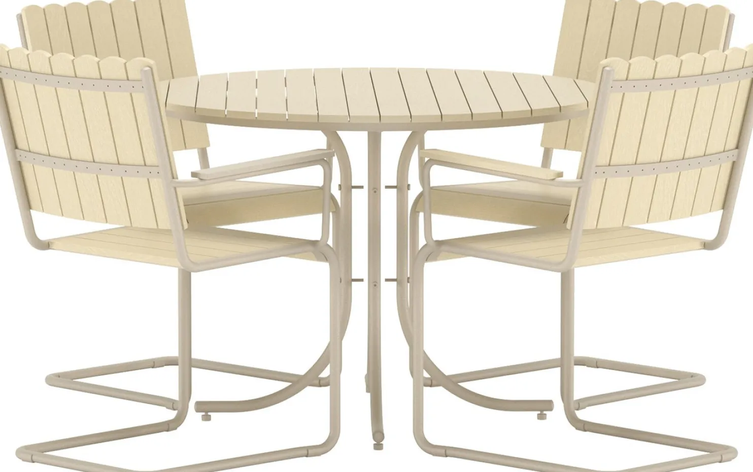 Ruokailuryhmä Venture Home Holmsund, ø100cm, 4-istuttava, vaalea beige