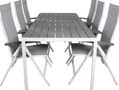 Ruokailuryhmä Venture Home, 205x90cm Break-pöytä + 6 Albany-säätötuolia