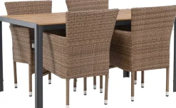 Ruokailuryhmä Venture Home, 150x90cm ruskea/musta Break-pöytä + 4 Malina-tuolia