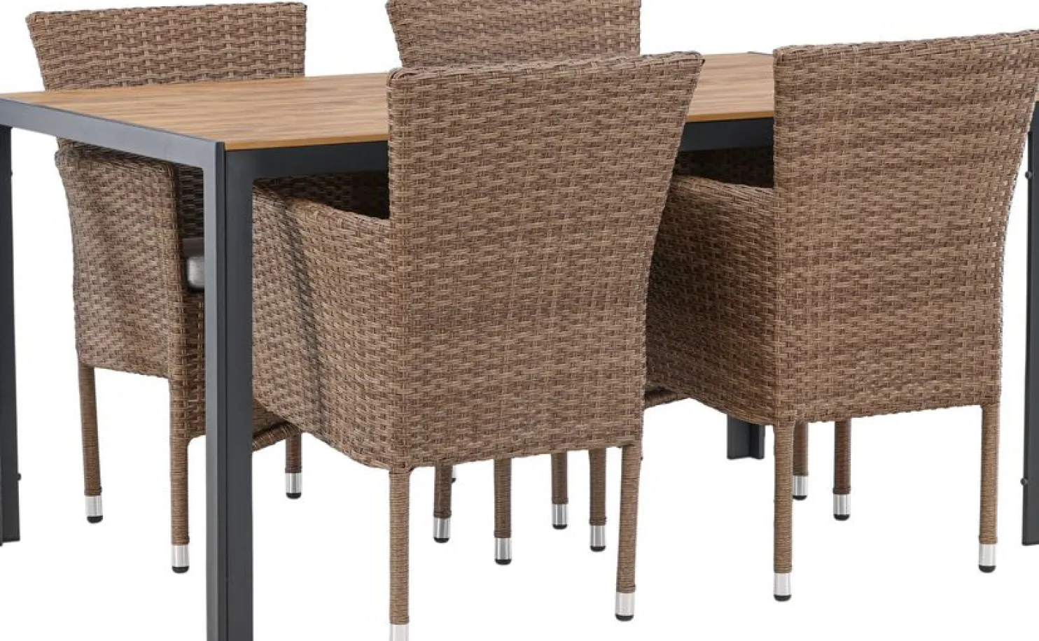 Ruokailuryhmä Venture Home, 150x90cm ruskea/musta Break-pöytä + 4 Malina-tuolia