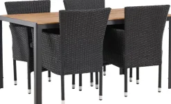 Ruokailuryhmä Venture Home, 150x90cm ruskea/musta Break-pöytä + 4 Malina-tuolia