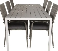 Ruokailuryhmä Venture Home, 205x90cm Break-pöytä + 6 pinottavaa Anna-tuolia