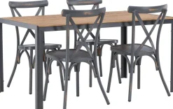 Ruokailuryhmä Venture Home, 150x90cm ruskea/musta Break-pöytä + 4 mustaa Tablas-tuolia