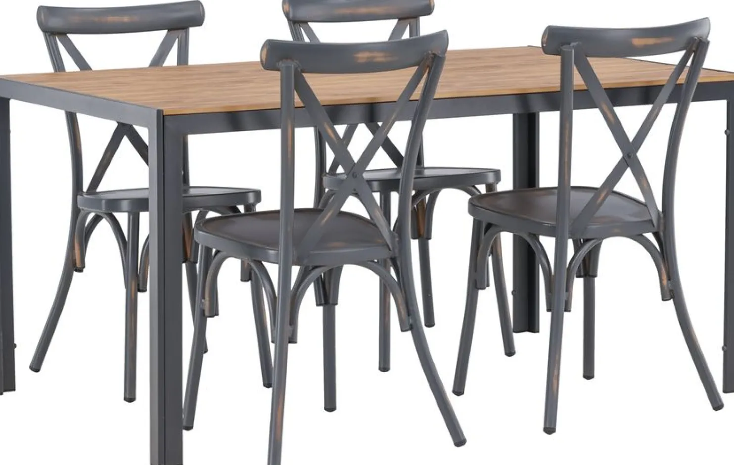 Ruokailuryhmä Venture Home, 150x90cm ruskea/musta Break-pöytä + 4 mustaa Tablas-tuolia